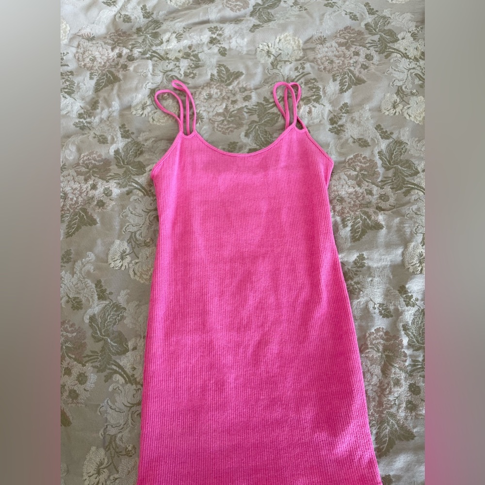 Zara Pink ribbed two strap dress